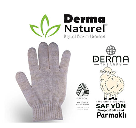 Derma Naturel Therapy Saf Yün Parmaklı Banyo Eldiveni T-478 (4 Lü Set)