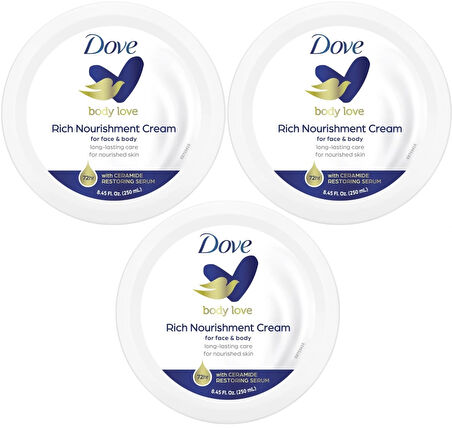 Dove Besleyici El ve Vücut Bakım Kremi 250ML Rich Nourishment Cream (Mavi) (3 Lü Set)