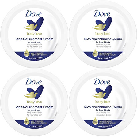 Dove Besleyici El ve Vücut Bakım Kremi 250ML Rich Nourishment Cream (Mavi) (4 Lü Set)