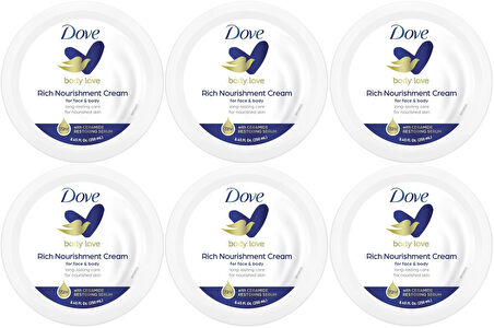 Dove Besleyici El ve Vücut Bakım Kremi 250ML Rich Nourishment Cream (Mavi) (6 Lı Set)