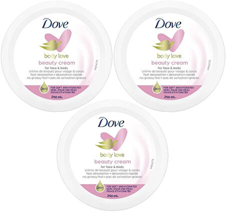 Dove Besleyici El ve Vücut Bakım Kremi 250ML Beauty Cream (Pembe) (3 Lü Set)