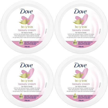 Dove Besleyici El ve Vücut Bakım Kremi 250ML Beauty Cream (Pembe) (4 Lü Set)