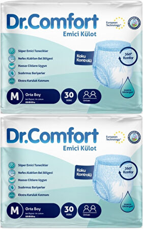 Dr.Comfort Hasta Bezi Yetişkin Emici Külot M-Orta 60 Adet (2Pk*30)