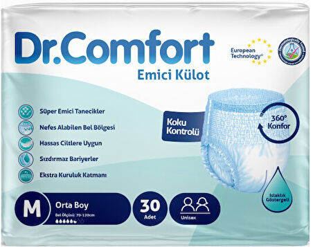 Dr.Comfort Hasta Bezi Yetişkin Emici Külot M-Orta 60 Adet (2Pk*30)