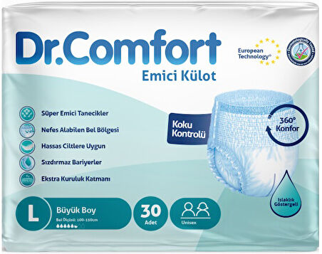 Dr.Comfort Hasta Bezi Yetişkin Emici Külot L-Büyük 60 Adet (2Pk*30)