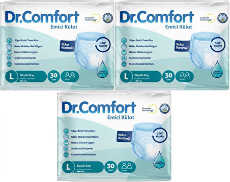 Dr.Comfort Hasta Bezi Yetişkin Emici Külot L-Büyük 90 Adet (3Pk*30)