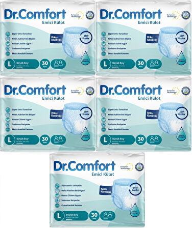 Dr.Comfort Hasta Bezi Yetişkin Emici Külot L-Büyük 150 Adet (5Pk*30)