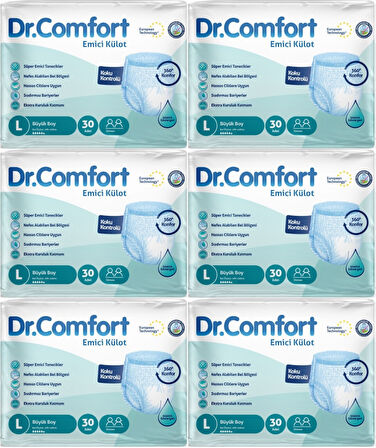 Dr.Comfort Hasta Bezi Yetişkin Emici Külot L-Büyük 180 Adet (6Pk*30)