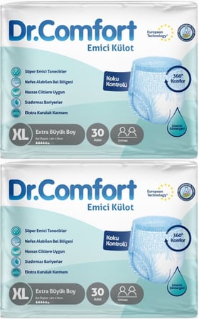 Dr.Comfort Hasta Bezi Yetişkin Emici Külot Ekstra Büyük (XL) 60 Adet (2Pk*30)
