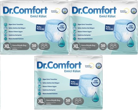 Dr.Comfort Hasta Bezi Yetişkin Emici Külot Ekstra Büyük (XL) 90 Adet (3Pk*30)