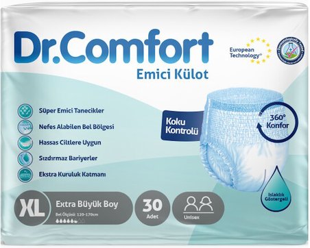 Dr.Comfort Hasta Bezi Yetişkin Emici Külot Ekstra Büyük (XL) 90 Adet (3Pk*30)