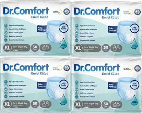 Dr.Comfort Hasta Bezi Yetişkin Emici Külot Ekstra Büyük (XL) 120 Adet (4Pk*30)