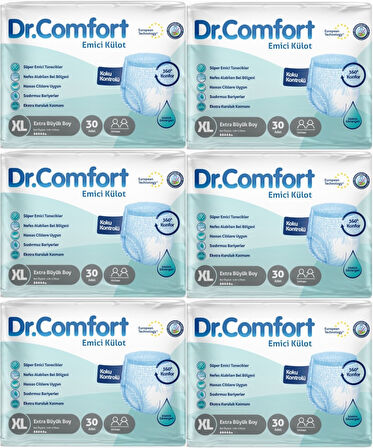 Dr.Comfort Hasta Bezi Yetişkin Emici Külot Ekstra Büyük (XL) 180 Adet (6Pk*30)