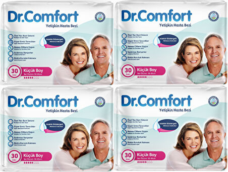 Dr.Comfort Yetişkin Hasta Bezi Bel Bantlı Tekstil Yüzeyli S - Küçük - Small 120 Adet (4PK*30)