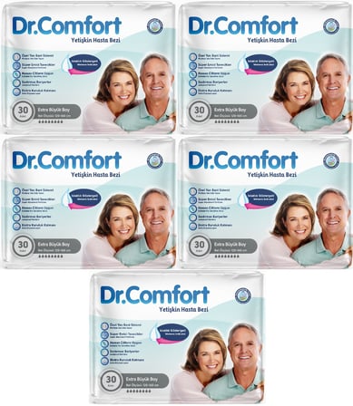 Dr.Comfort Yetişkin Hasta Bezi Bel Bantlı Tekstil Yüzeyli  XL - Ekstra Büyük 150 Adet (5PK*30)