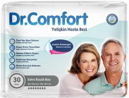 Dr.Comfort Yetişkin Hasta Bezi Bel Bantlı Tekstil Yüzeyli  XL - Ekstra Büyük 150 Adet (5PK*30)