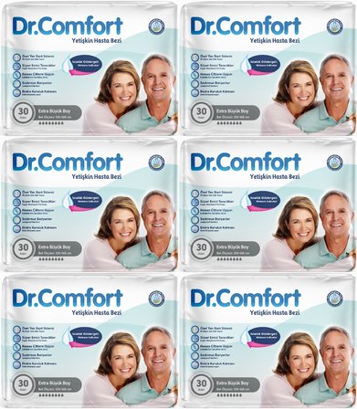 Dr.Comfort Yetişkin Hasta Bezi Bel Bantlı Tekstil Yüzeyli  XL - Ekstra Büyük 180 Adet (6PK*30)