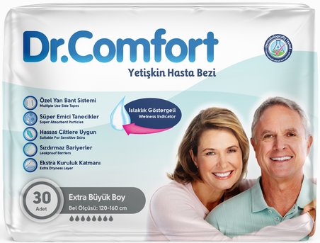 Dr.Comfort Yetişkin Hasta Bezi Bel Bantlı Tekstil Yüzeyli  XL - Ekstra Büyük 180 Adet (6PK*30)