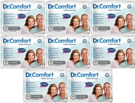 Dr.Comfort Yetişkin Hasta Bezi Bel Bantlı Tekstil Yüzeyli  XL - Ekstra Büyük 240 Adet (8PK*30)