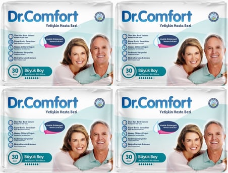 Dr.Comfort Yetişkin Bezi Bel Bantlı Tekstil Yüzeyli  L - Büyük - Large 120 Adet