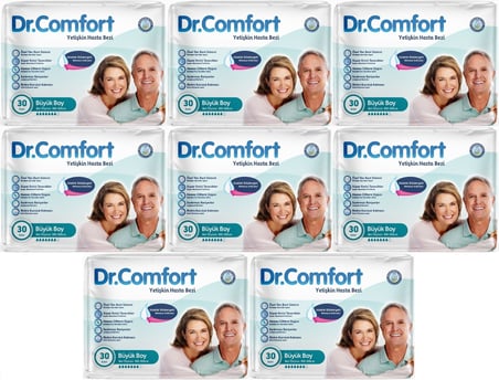Dr.Comfort Yetişkin Bezi Bel Bantlı Tekstil Yüzeyli  L - Büyük - Large 240 Adet