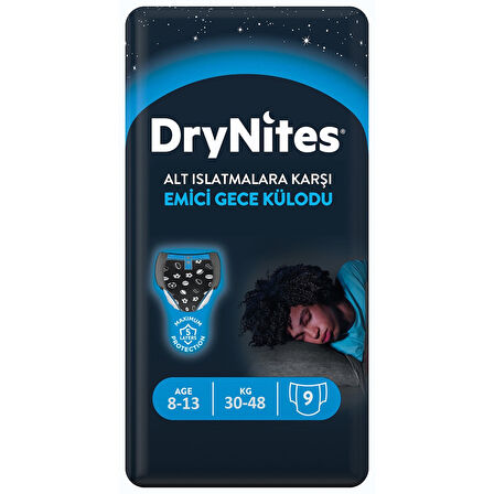 Drynites Emici Gece Külodu/Külot Bez Erkek 8-13 Yaş 30-48KG Large 45Adet 5PK*9 Alt Islatmalara Karşı