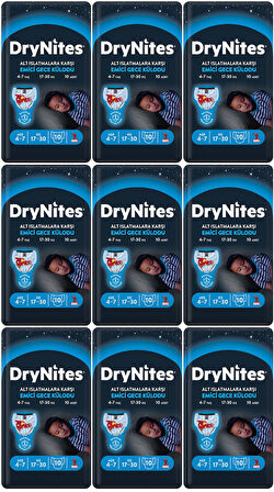 Drynites Emici Gece Külodu/Külot Bez Erkek 4-7 Yaş 17-30KG Small 90Adet 9PK*10 Alt Islatmalara Karşı