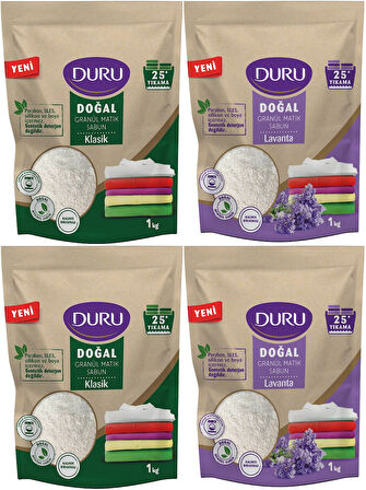 Duru Doğal Granül Matik SabunTozu Karma Set (Klasik/Lavanta) 4KG (100 Yıkama)