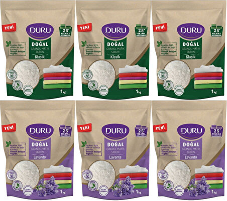 Duru Doğal Granül Matik SabunTozu Karma Set (Klasik/Lavanta) 6KG (150 Yıkama)