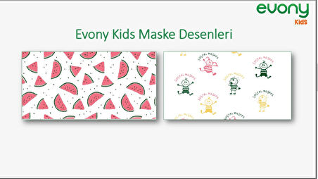 Evony 3 Katlı Filtreli Burun Telli Cerrahi Maske (Kids Çoçuklar İçin) 200 Lü Set (Desenli)