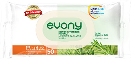 Evony Hijyenik Temizlik Islak Havlu Mendil 50 Yaprak Plastik Kapaklı (24 Lü Set) 1200 Yaprak