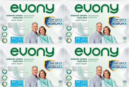 Evony Hasta Bezi Yetişkin Bel Bantlı Tekstil Yüzey M-Orta 120 Adet (4PK*30)