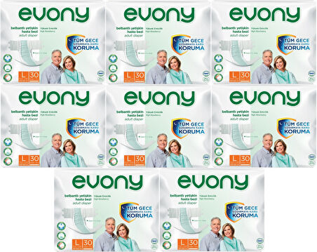 Evony Hasta Bezi Yetişkin Bel Bantlı Tekstil Yüzey L-Büyük 240 Adet (8PK*30)