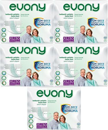 Evony Hasta Bezi Yetişkin Bel Bantlı Tekstil Yüzey Ekstra Büyük (XL) 150 Adet (5PK*30)