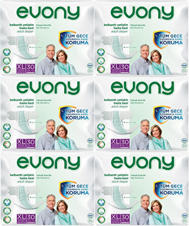 Evony Hasta Bezi Yetişkin Bel Bantlı Tekstil Yüzey Ekstra Büyük (XL) 180 Adet (6PK*30)
