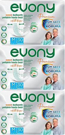 Evony Premium Hasta Bezi Yetişkin Bel Bantlı Tekstil Yüzey M-Orta 90 Adet