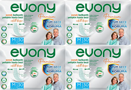 Evony Premium Hasta Bezi Yetişkin Bel Bantlı Tekstil Yüzey M-Orta 120 Adet