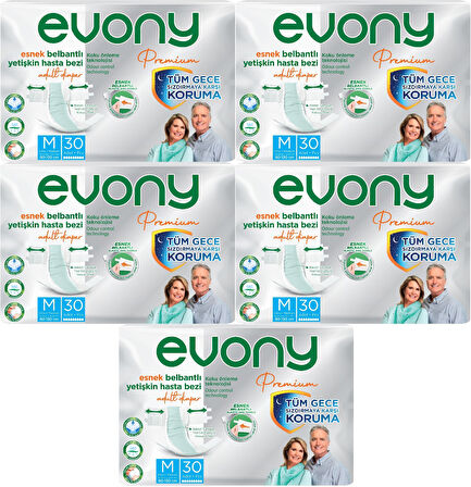Evony Premium Hasta Bezi Yetişkin Bel Bantlı Tekstil Yüzey M-Orta 150 Adet