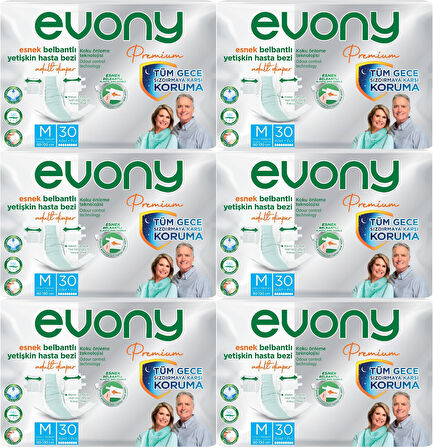 Evony Premium Hasta Bezi Yetişkin Bel Bantlı Tekstil Yüzey M-Orta 180 Adet