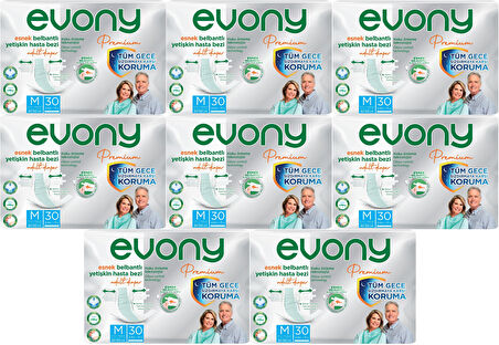 Evony Premium Hasta Bezi Yetişkin Bel Bantlı Tekstil Yüzey M-Orta 240 Adet