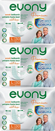Evony Premium Hasta Bezi Yetişkin Bel Bantlı Tekstil Yüzey L-Büyük 90 Adet