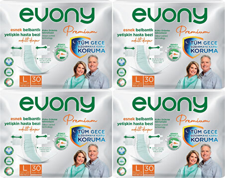 Evony Premium Hasta Bezi Yetişkin Bel Bantlı Tekstil Yüzey L-Büyük 120 Adet