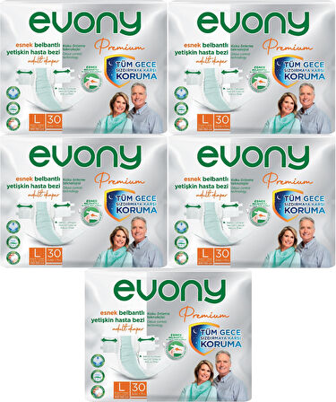 Evony Premium Hasta Bezi Yetişkin Bel Bantlı Tekstil Yüzey L-Büyük 150 Adet