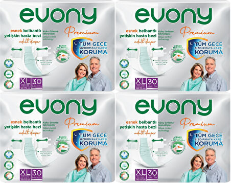 Evony Premium Hasta Bezi Yetişkin Bel Bantlı Tekstil Yüzey Ekstra Büyük (XL) 120 Adet