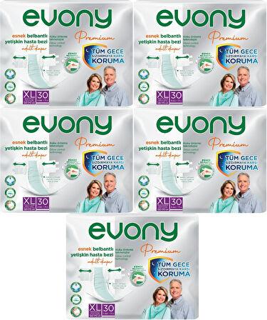 Evony Premium Hasta Bezi Yetişkin Bel Bantlı Tekstil Yüzey Ekstra Büyük (XL) 150 Adet