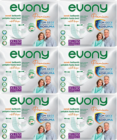 Evony Premium Hasta Bezi Yetişkin Bel Bantlı Tekstil Yüzey Ekstra Büyük (XL) 180 Adet