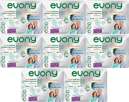 Evony Premium Hasta Bezi Yetişkin Bel Bantlı Tekstil Yüzey Ekstra Büyük (XL) 240 Adet