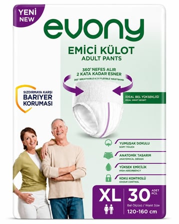Evony Yetişkin Bezi Emici Külot XL - Ekstra Büyük - Extra Large 180 Adet