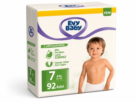 Evy Baby Bebek Bezi 7 Beden 19+ KG XXLarge 92 Adet Ekonomik Süper Fırsat Pk