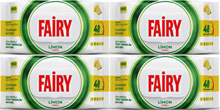Fairy Yüzey Temizlik Havlusu 100 Yaprak Limon Yağlı - Beyaz Sirke - Karbonat (4 Lü Set) 400 Yaprak